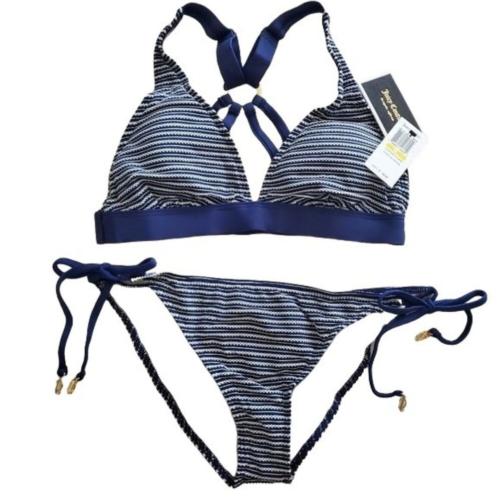 Juicy Couture Swim Set Couture Riviera Tie‎ Side Bikini & Halter Bra Sz Medium